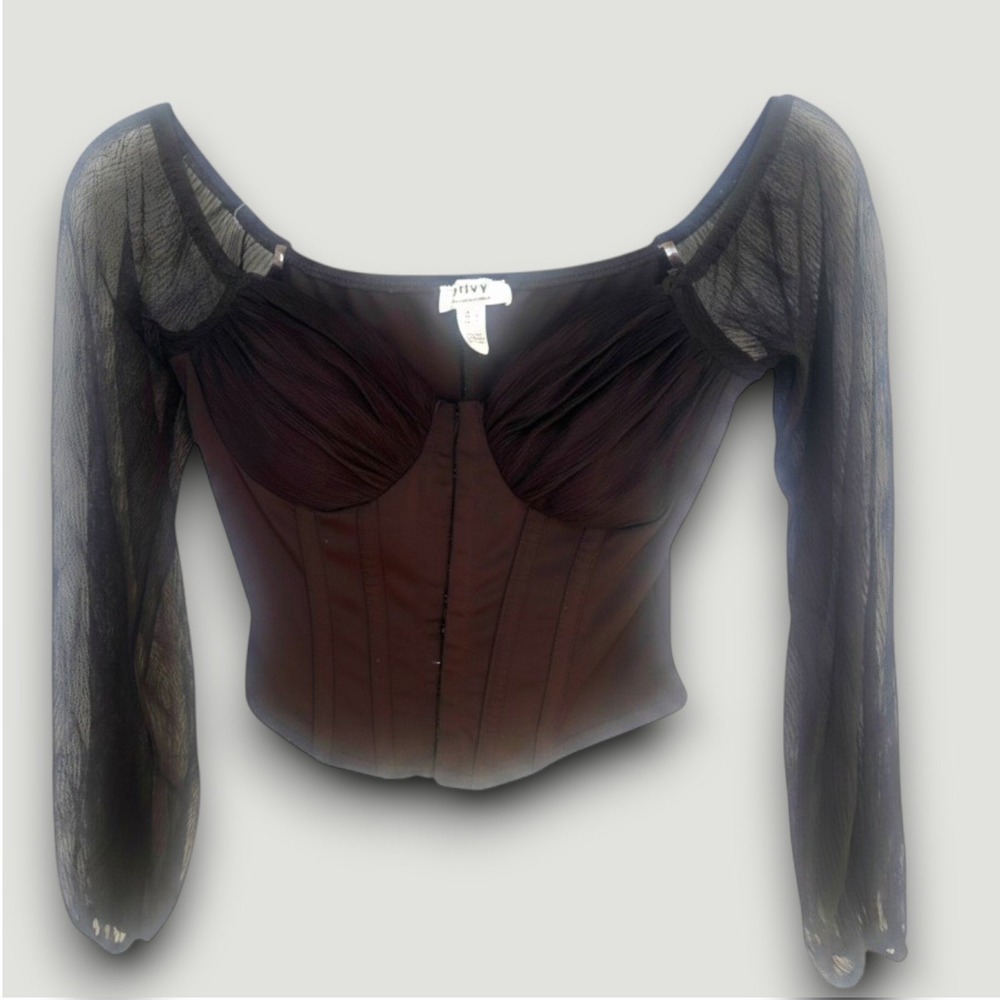 Privy Top Blouse‎ Womens S Black Crop  Witchy Grunge Whimsigoth Dark Fairy